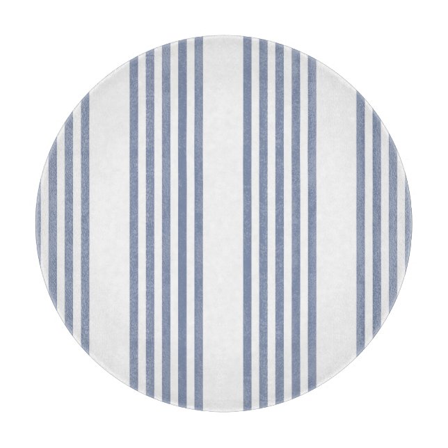 Blue-grey and white five stripe pattern cutting board (Front)