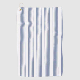 Blue-grey and white five stripe pattern golf towel