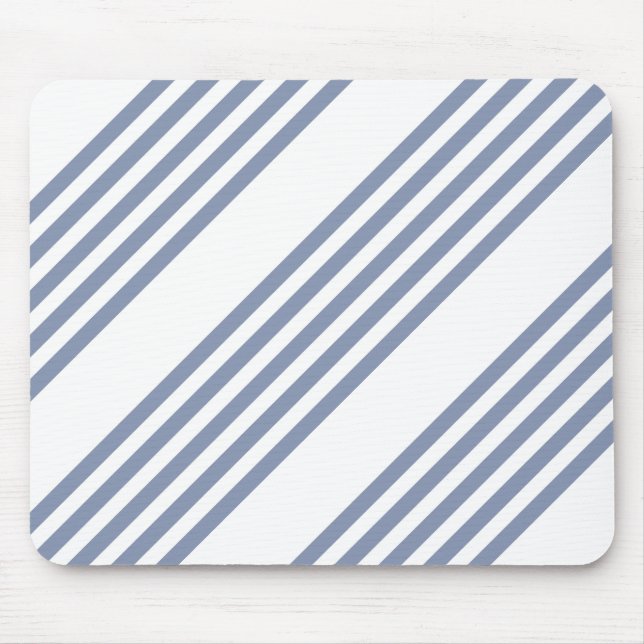 Blue-grey and white five stripe pattern mouse mat (Front)