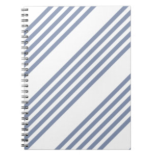 Blue-grey and white five stripe pattern notebook