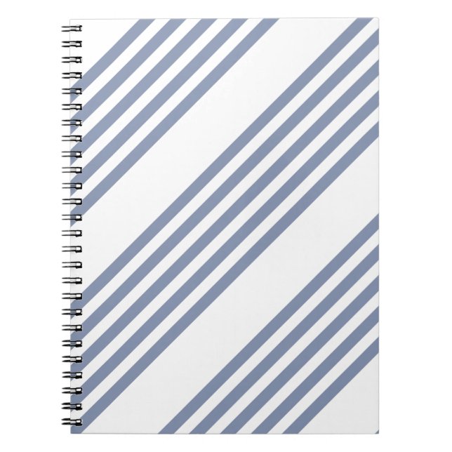 Blue-grey and white five stripe pattern notebook (Front)
