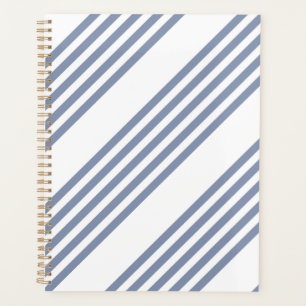 Blue-grey and white five stripe pattern planner