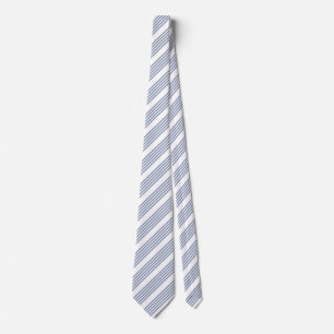 Blue-grey and white five stripe pattern tie