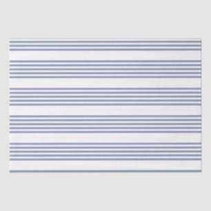 Blue-grey and white five stripe pattern tissue paper
