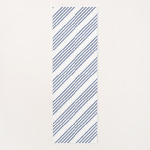 Blue-grey and white five stripe pattern yoga mat