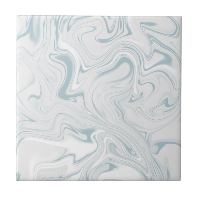 Blue Grey and White Swirly Classy Marbled Pattern Tile (Front)