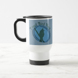Blue Grey Animal Silhouette Proud Bird Nerd Travel Mug