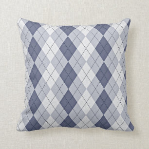 Blue Grey Argyle Cushion