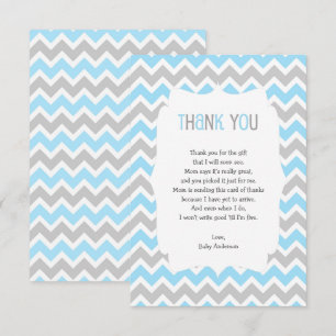 Blue Grey Baby shower thank you note poem Invitation
