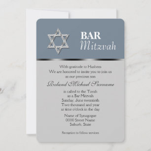 Blue grey bar mitzvah celebrations invitation