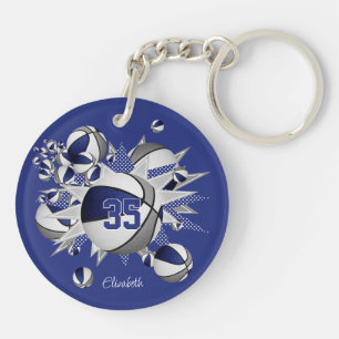 blue grey basketball blowout girls jersey number key ring
