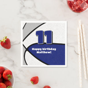 blue grey basketball girls boys sports party napkin