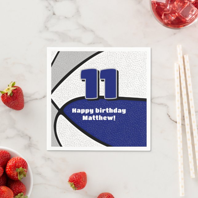blue grey basketball girls boys sports party napkin (Insitu)