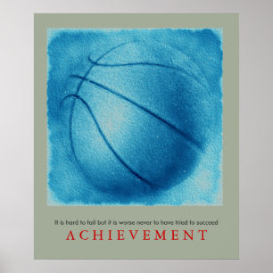 Blue Grey Basketball Motivational Unique Poster