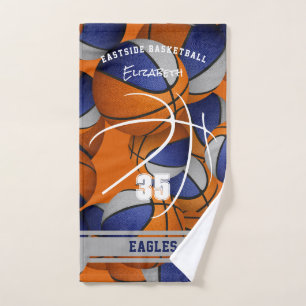 blue grey basketball team colours athlete name hand towel
