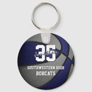 blue grey basketball team colours key ring