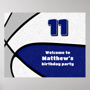 blue grey basketball team colours party welcome poster