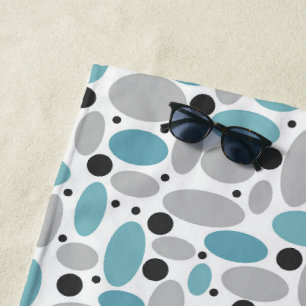blue grey bean polka dot retro pattern home decor beach towel