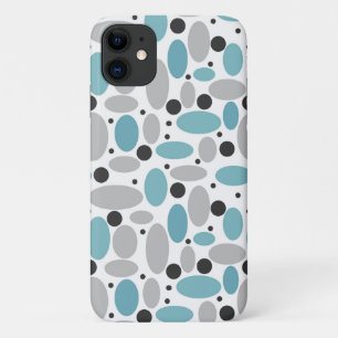 blue grey bean polka dot retro pattern home decor  iPhone 11 case