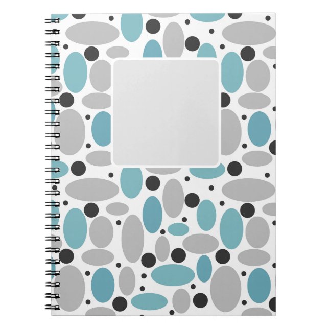 blue grey bean polka dot retro pattern home decor  notebook (Front)