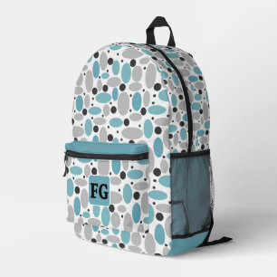 blue grey bean polka dot retro pattern home decor printed backpack