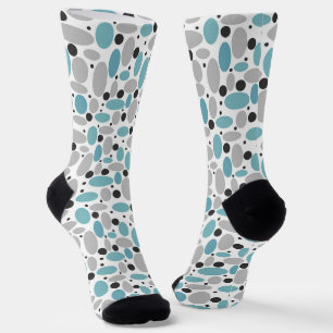blue grey bean polka dot retro pattern home decor socks