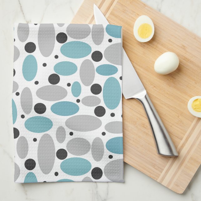 blue grey bean polka dot retro pattern home decor  tea towel (Quarter Fold)