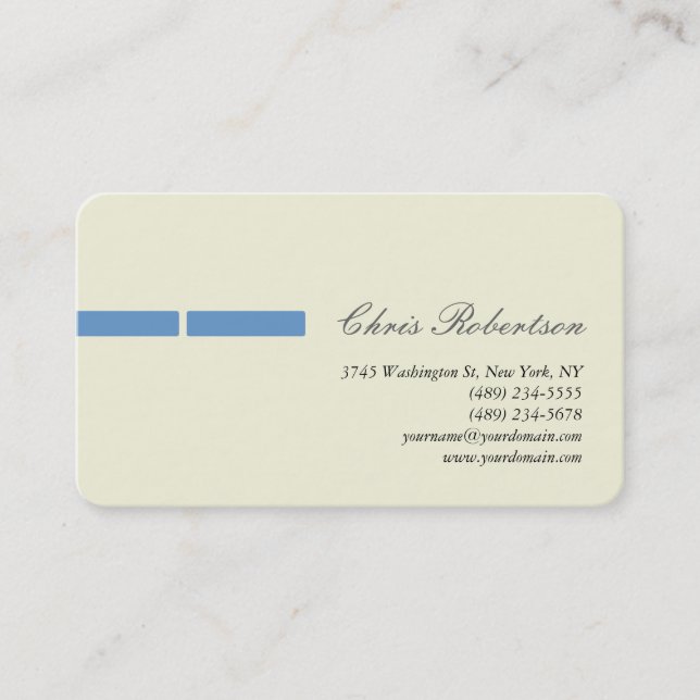 Blue-Grey Beige Round Corner Script Business Card (Front)