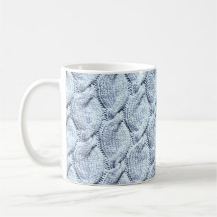 Blue-grey big knitted cables coffee mug