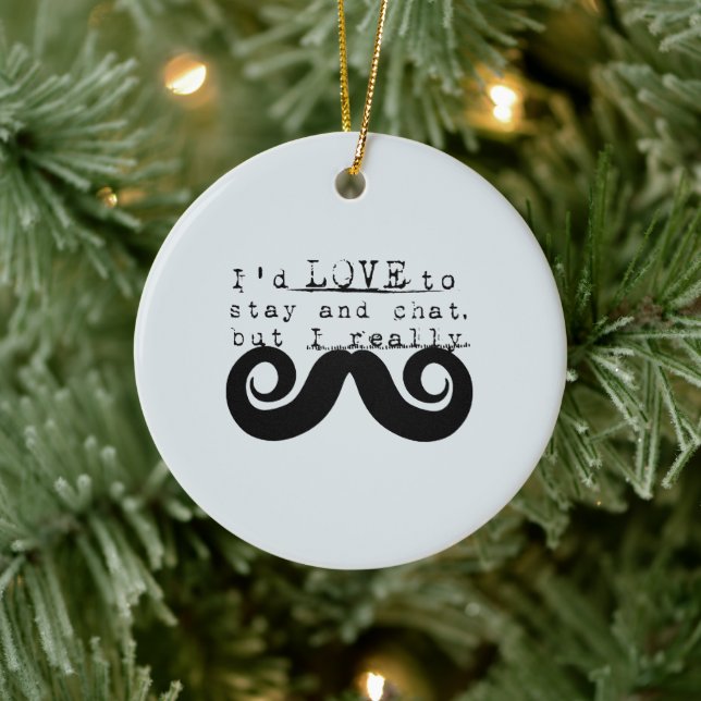 Blue Grey Black Funny Humor I Mustache Ceramic Tree Decoration (Tree)
