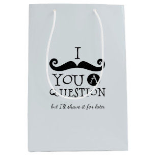 Blue Grey Black Funny Humor I Mustache Medium Gift Bag