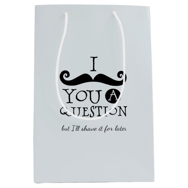 Blue Grey Black Funny Humor I Mustache Medium Gift Bag (Front)
