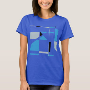 Blue Grey Black MCM-inspired Geometric Abstract T-Shirt