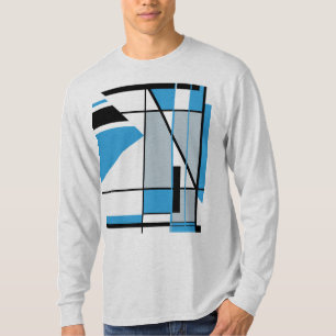 Blue Grey Black Mosaic Geometric Abstract MCM Look T-Shirt