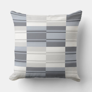 Blue Grey Black Pattern Squares Cushion