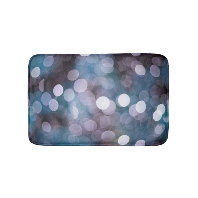 Blue grey bokeh, abstract background. bath mat (Front)