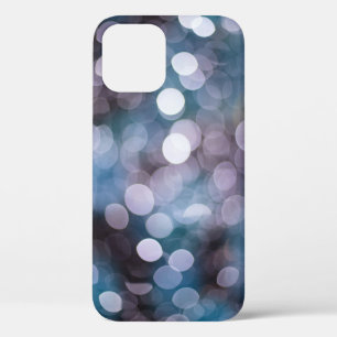 Blue grey bokeh, abstract background. iPhone 12 case