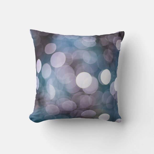 Blue grey bokeh, abstract background. cushion (Front)