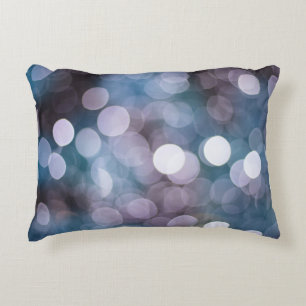Blue grey bokeh, abstract background. decorative cushion