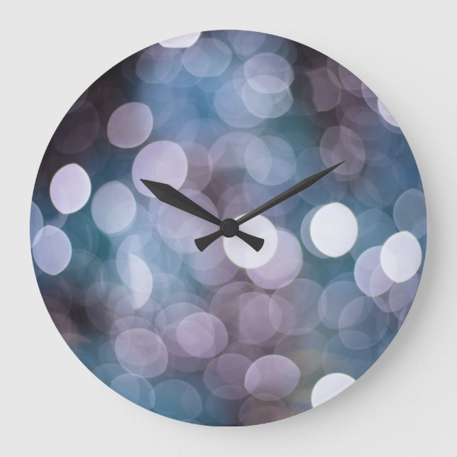 Blue grey bokeh, abstract background. large clock (Front)