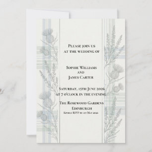 Blue Grey Botanical Arch Wedding Invitation