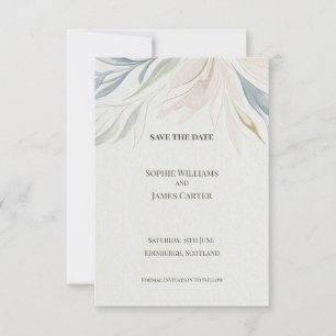 Blue Grey Botanical Save The Date Card
