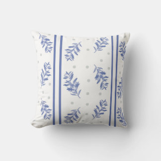 Blue & Grey Botanical Watercolor Pattern Cushion