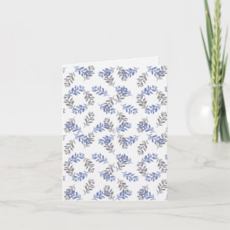 Blue & Grey Botanical Watercolor Pattern Thank You Card