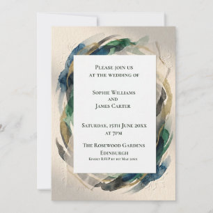Blue Grey Botanical Wedding Invitation