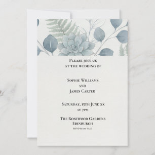 Blue Grey Botanical Wedding Invitation