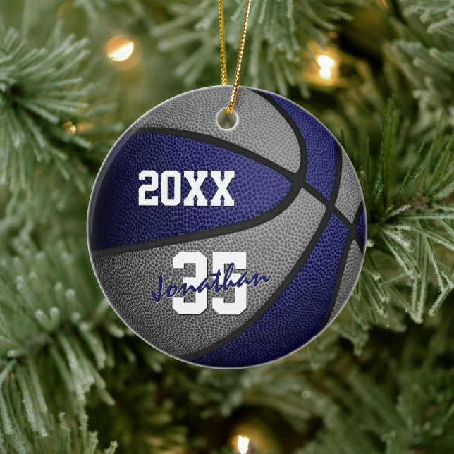 blue grey boys girls basketball team memento ceramic tree decoration (Tree)