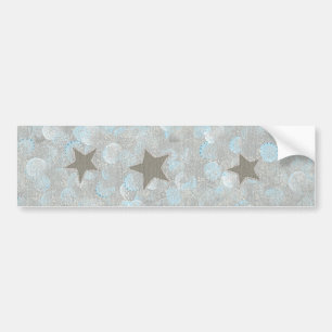 Blue Grey Bubbles & Silver Stars Bumper Stickers