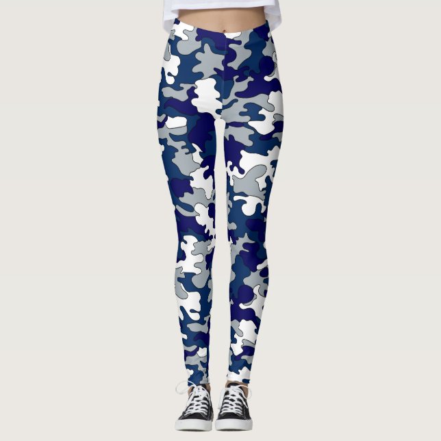 Blue & Grey Camo Leggings (Front)