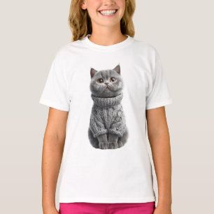 Blue Grey Cat Knit Sweater Kids